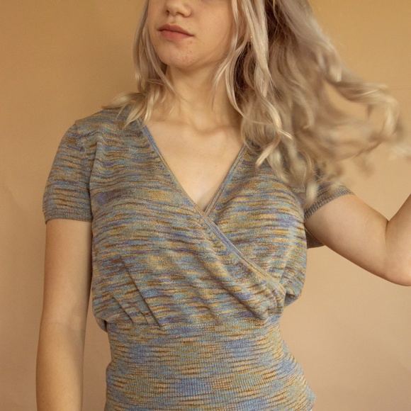 Y2K Veri Peri Melange Wrap Baby Tee - Picture 13 of 14